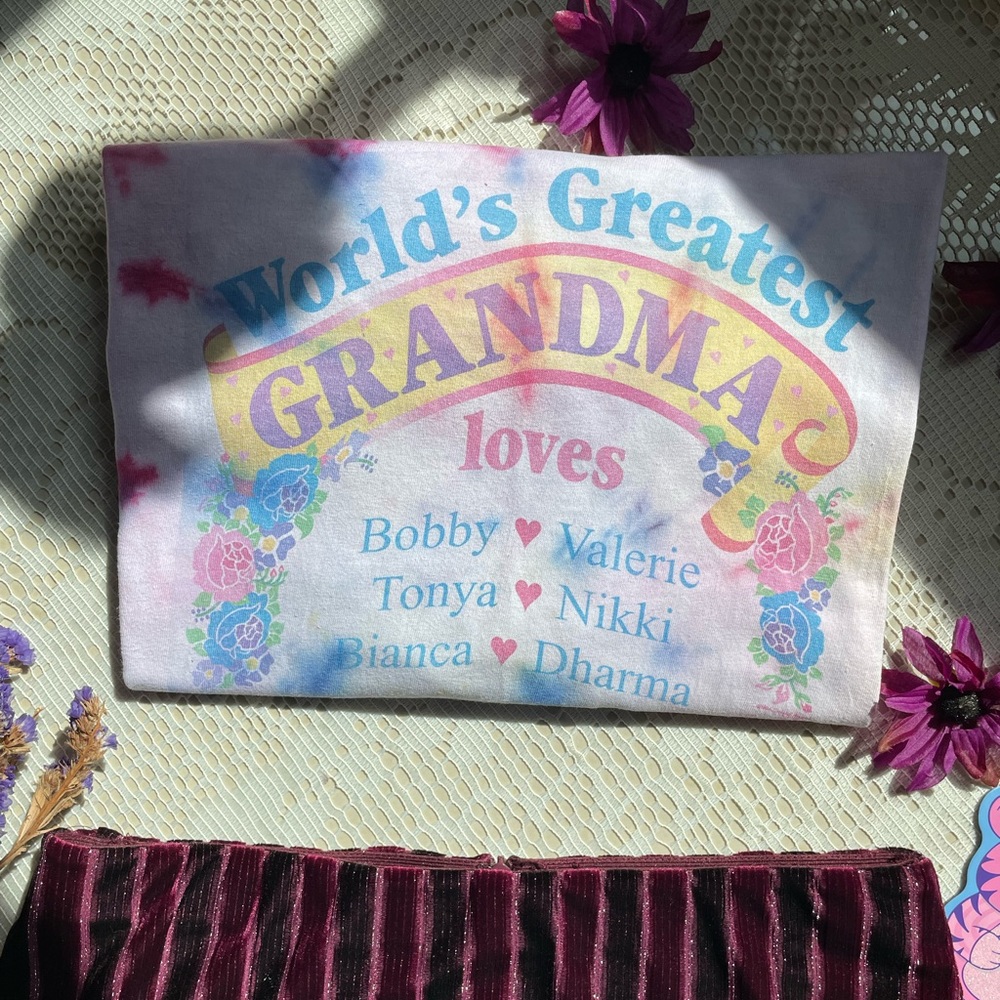 Vintage 1994 floral worlds greatest Grandma tie dye tee - Picture 4 of 15